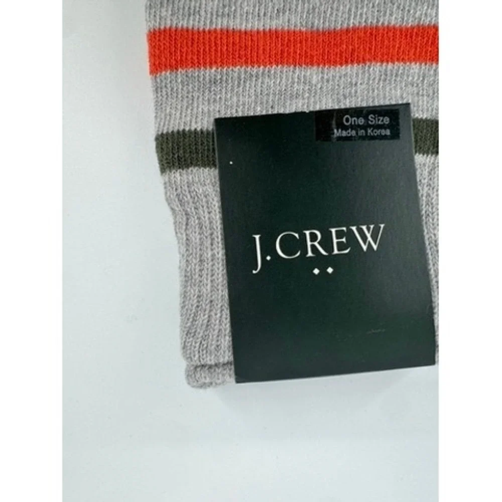 J.Crew Crew Socks Mens 2 Pack One Size Red Green Chevron Grey Striped Lot 2 New